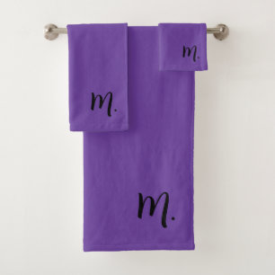 Royal Paarse minimalistische elegante Initiaal han Bad Handdoek
