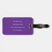 Royal Paarse Monograms Naam Cool Gift Party Favori Bagagelabel (Achterkant horizontaal)