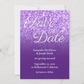 Royal Paarse Ombre Glitter Save the Date Kaart (Voorkant)