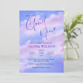 Royal Paarse op cloud 9 Vrijgezellenfeest Kaart (Staand voorkant)