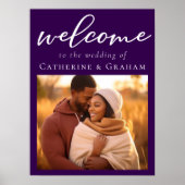 Royal Paarse Paar Foto Chic Huwelijk Welkom Poster (Voorkant)