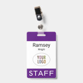 Royal Paarse Personeel ID Naam Badge Clip Reel Lan (Voorkant met clip)