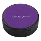 Royal Paarse Plain Elegant Minimalistische Kalligr Hockey Puck (3/4)