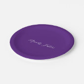 Royal Paarse Plain Elegant Minimalistische Kalligr Papieren Bordje (Gekanteld)