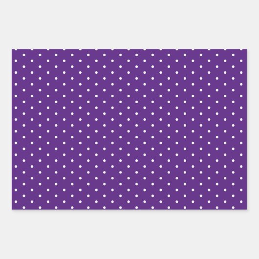 Royal Paarse Polka Dot Breed Gestreept en Solid Inpakpapier Vel (Voorkant 2)