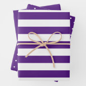 Royal Paarse Polka Dot Breed Gestreept en Solid Inpakpapier Vel (In situ)