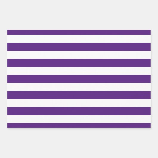 Royal Paarse Polka Dot Breed Gestreept en Solid Inpakpapier Vel (Voorkant)