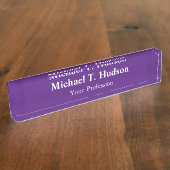 Royal Paarse Professionele Minimalistische Moderne Naambordje (Zijkant)