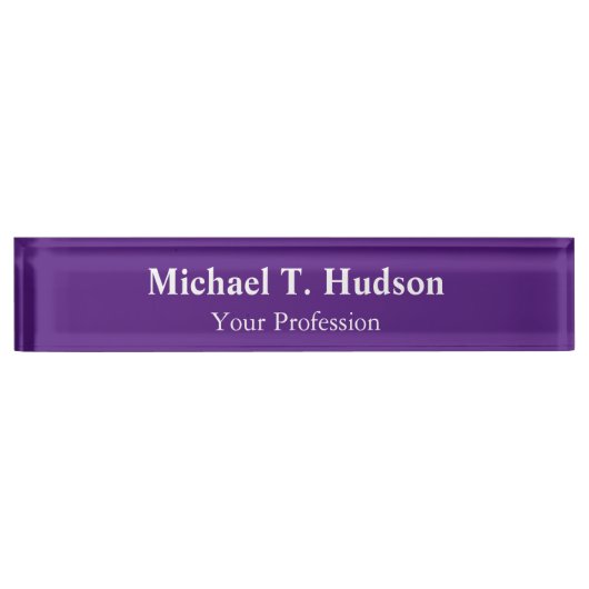Royal Paarse Professionele Minimalistische Moderne Naambordje (Voorkant)