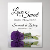 Royal Paarse Roos Liefde is Sweet Wedding Treat Poster (Voorkant)