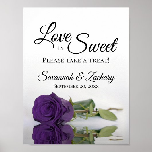 Royal Paarse Roos Liefde is Sweet Wedding Treat Poster (Voorkant)