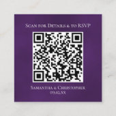 Royal Paarse Roos Wedding Details & RSVP QR Code Informatiekaartje (Achterkant)
