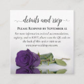 Royal Paarse Roos Wedding Details & RSVP QR Code Informatiekaartje (Voorkant)