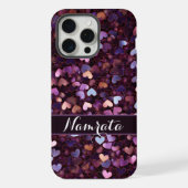 Royal Paarse roze gouden harten Monogram iPhone Hoesje (Achterkant)