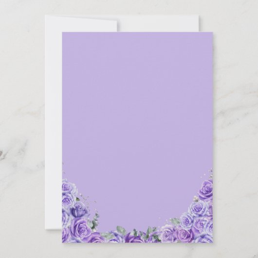 Royal Paarse Rozen & Silver Tiara Quinceanera Kaart (Achterkant)