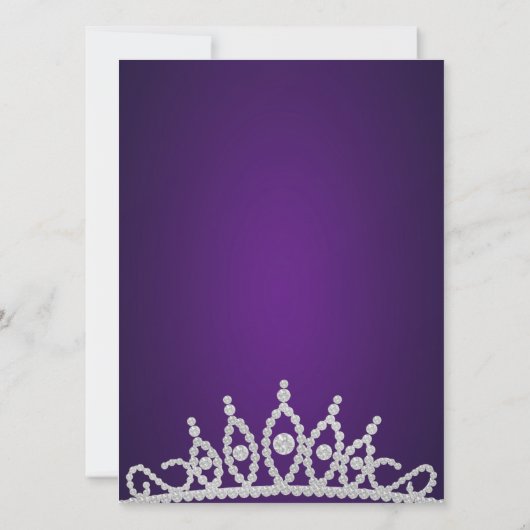 Royal Paarse Tiara verjaardagsuitnodiging Kaart (Achterkant)