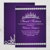 Royal Paarse Tiara verjaardagsuitnodiging Kaart (Voorkant / Achterkant)