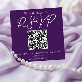 Royal Paarse Typografie Wedding QR Code RSVP Informatiekaartje