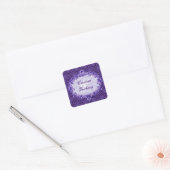 Royal Paarse Vintage Damask Bruiloft C433 Vierkante Sticker (Envelop)