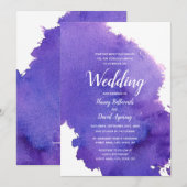 Royal Paarse Waterverf huwelijksuitnodiging Kaart (Voorkant / Achterkant)
