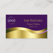 Royal Paarse Wavy Gold Decor met Logo QR-code Visitekaartje (Voorkant)