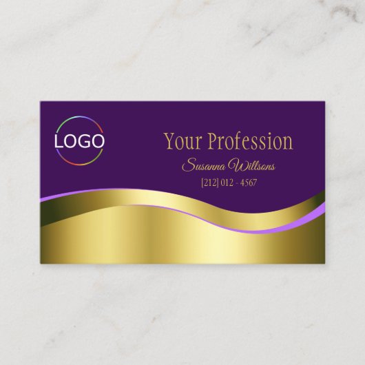 Royal Paarse Wavy Gold Decor met Merk Logo Visitekaartje (Voorkant)