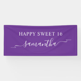 Royal Paarse White Happy Sweet 16 Lint Naam Spandoek