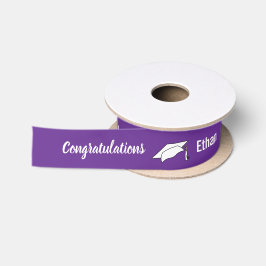 Royal Paarse Wit Gefeliciteerd met het Afstuderen Satijnen Lint