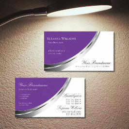 Royal Paarse Wit met Decoratieve Zilveren Decor Visitekaartje