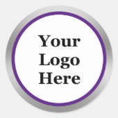 Royal Paarse wit zilver Uw Logo hier Sjabloon Ronde Sticker (Voorkant)