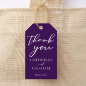 Royal Paarse Witte Typografie Avond bruiloft Cadeaulabel