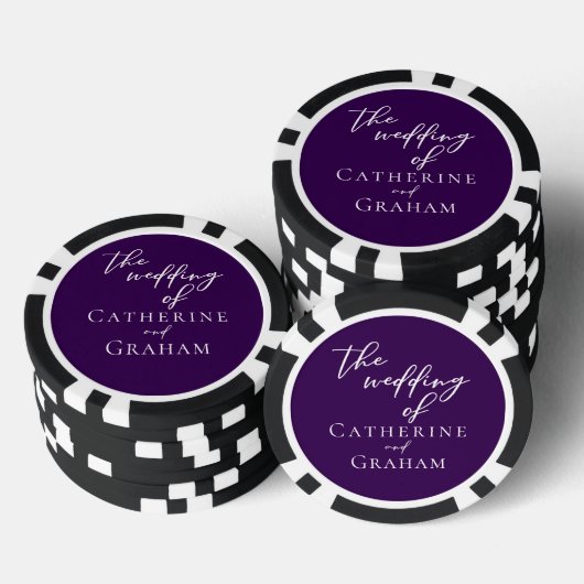 Royal Paarse Witte Typografie Gepersonaliseerde br Poker Chips (Opstapeling)