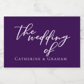 Royal Paarse Witte Typografie Gepersonaliseerde br Sparkling Wijnetiket (Enkel label)