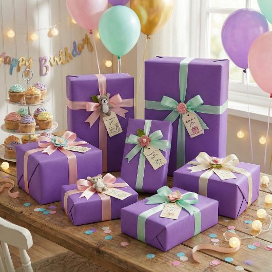 Royal Paarse Wrapping Paper Bold Solid Color Gift