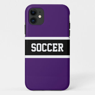 Royal Paarse Zwart Atletische Strepen VOETBAL Teks Case-Mate iPhone Case