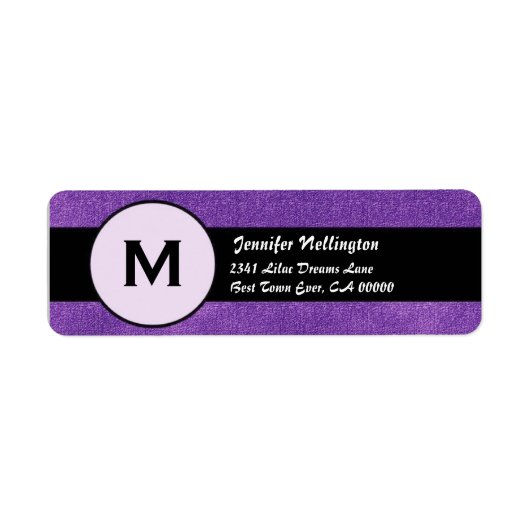 Royal Paarse Zwart Bruiloft Monogram M300 Etiket (Voorkant)