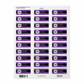 Royal Paarse Zwart Bruiloft Monogram M300 Etiket (Full Sheet)