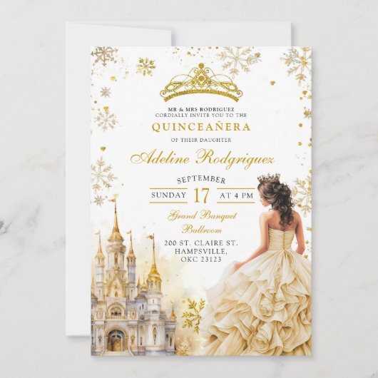 Royal Palace Gold Champagne Quinceanera Verjaardag Kaart (Voorkant)