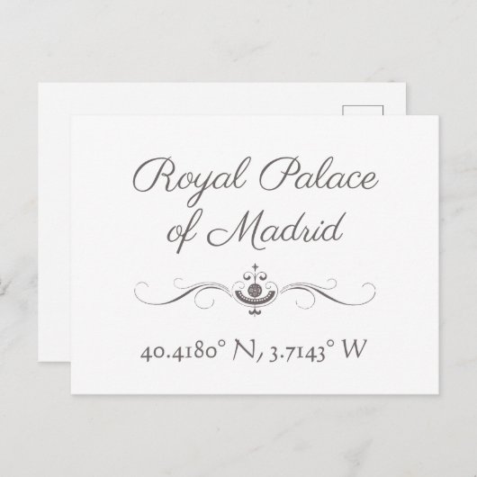 Royal Palace of Madrid Latitude Longitude Briefkaart (Voorkant / Achterkant)