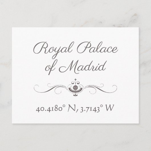 Royal Palace of Madrid Latitude Longitude Briefkaart (Voorkant)