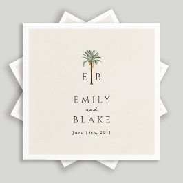 Royal Palm Logo Elegant Tropical Monogram Wedding Servet