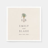 Royal Palm Logo Elegant Tropical Monogram Wedding Servet (Voorkant)