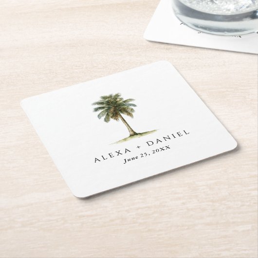 Royal Palm Tree Tropical Wedding Kartonnen Onderzetters (Schuin)