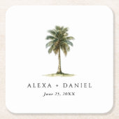 Royal Palm Tree Tropical Wedding Kartonnen Onderzetters (Voorkant)