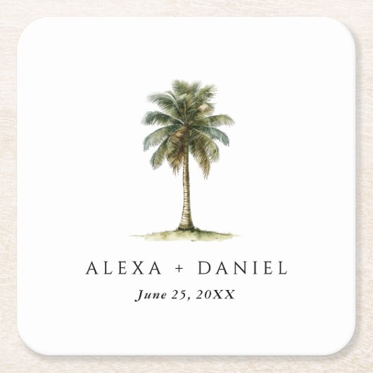Royal Palm Tree Tropical Wedding Kartonnen Onderzetters (Voorkant)