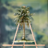 Royal Palm Tree Tropical Wedding Welkom Acryl Bord (Neutraal)