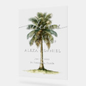 Royal Palm Tree Tropical Wedding Welkom Acryl Bord (Hoek)
