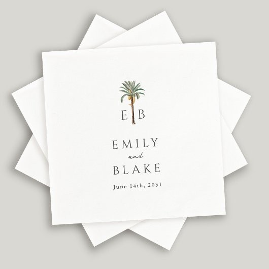 Royal Palm Tropical Classic Monogram Wedding Servet