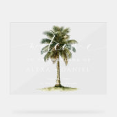 Royal Palm Tropical Wedding Welkom Acryl Bord (Voorkant)