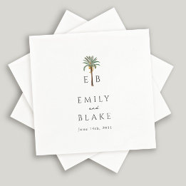 Royal Palm Tropische Klassieke Monogram Huwelijk Servet